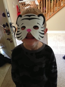My 5 year old...he wore this pretty much all day yesterday.  :)  Yep, welcome to my life.